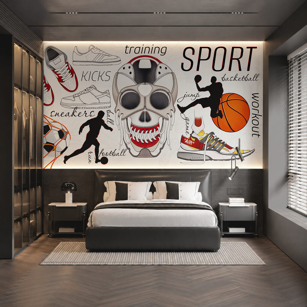 Totenkopf mit einem Ball und Schuhen