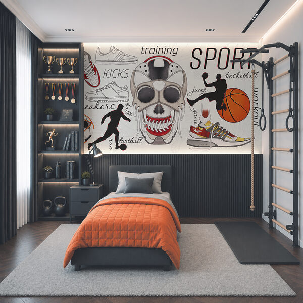 Totenkopf mit einem Ball und Schuhen