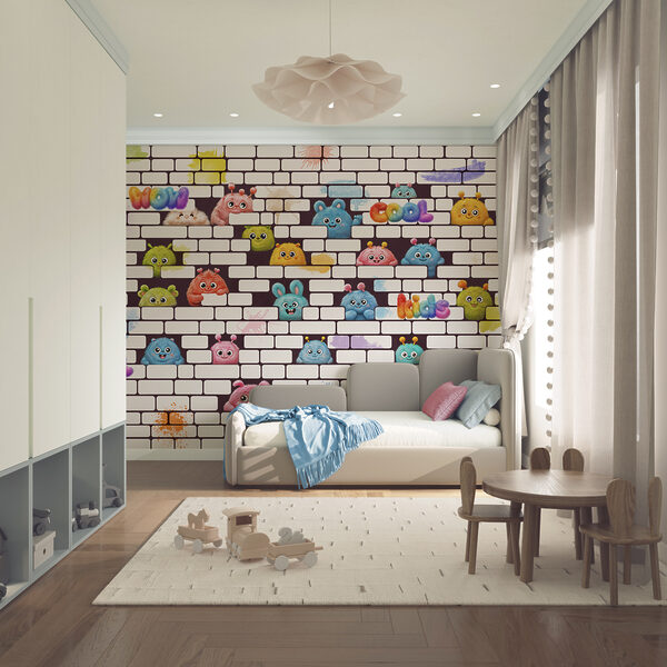 Wand mit Comicfiguren