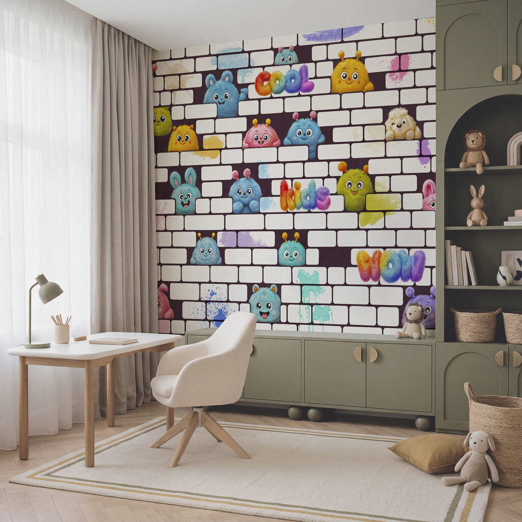 Wand mit Comicfiguren