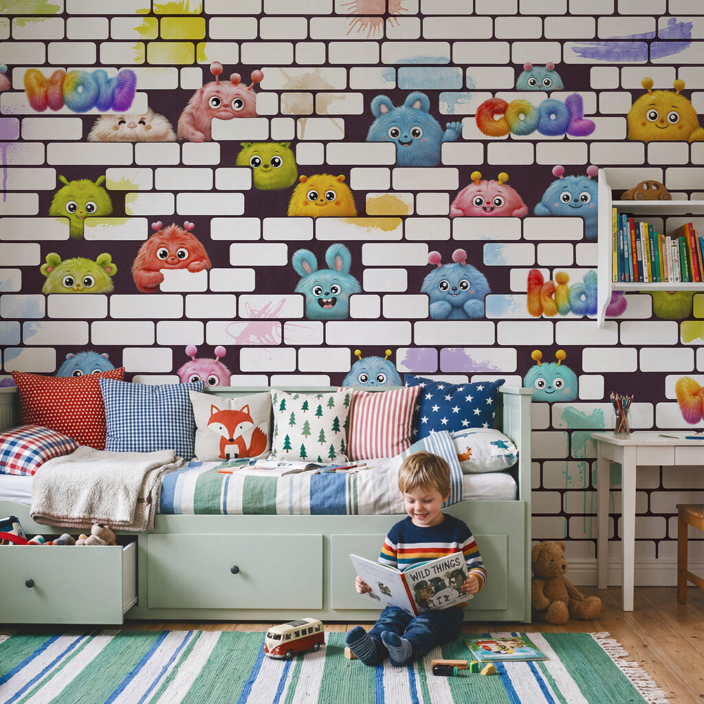Wand mit Comicfiguren