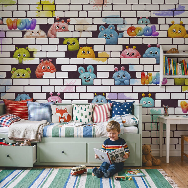 Wand mit Comicfiguren