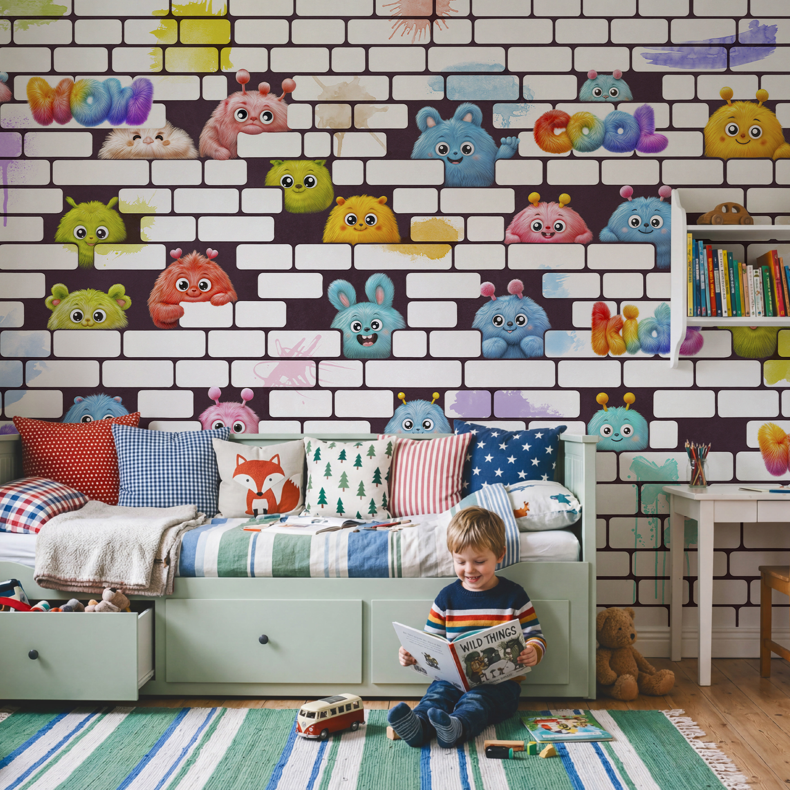 Wand mit Comicfiguren