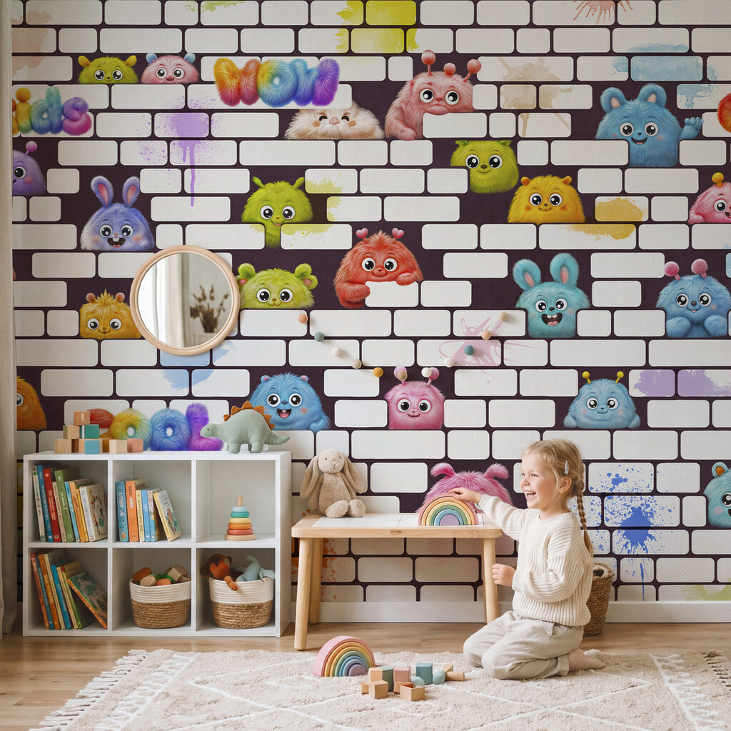 Wand mit Comicfiguren