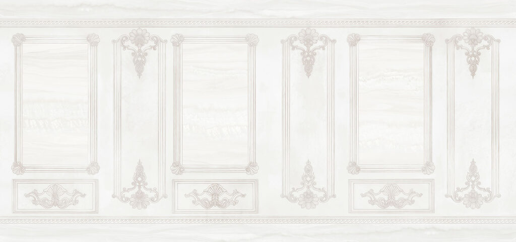 White wall with ornate designs