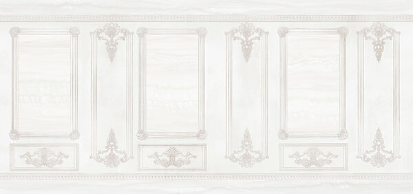 White wall with ornate designs