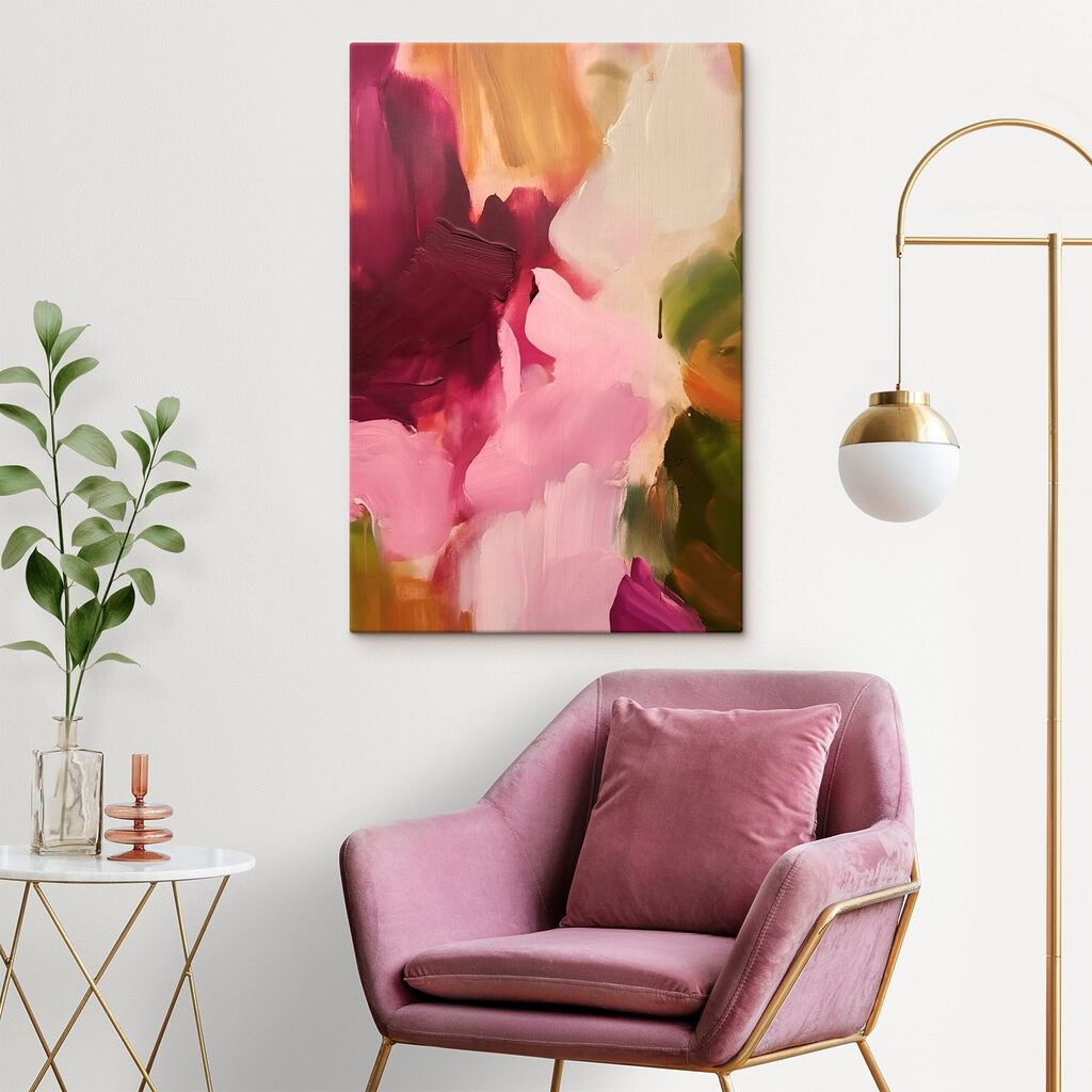 Painting of pink and green colors