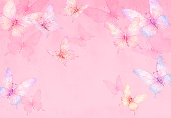 Pink background with butterflies Pink background with butterflies