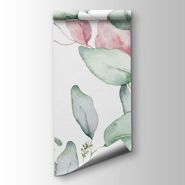 Watercolor painting of green and pink leaves Watercolor painting of green and pink leaves
