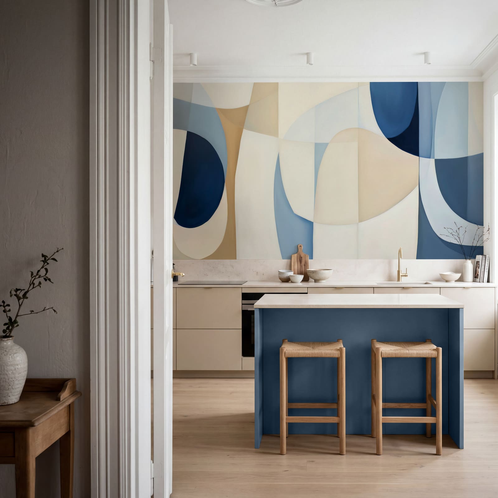Kunstwerk in Blau und Weiß Kunstwerk in Blau und Weiß