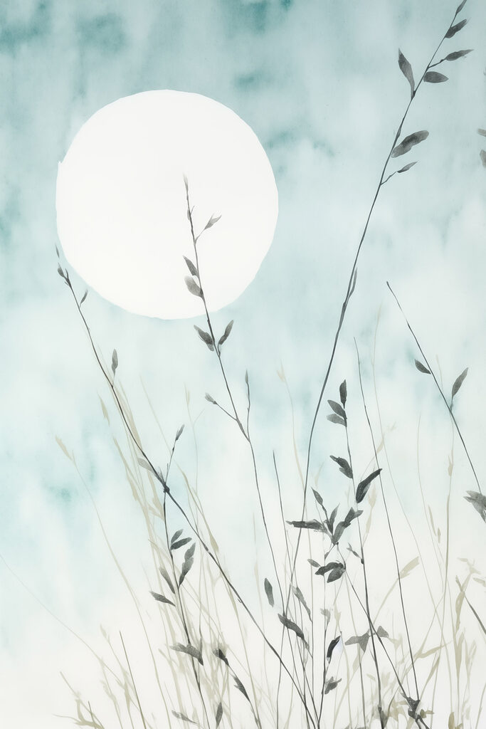 Sun behind plants