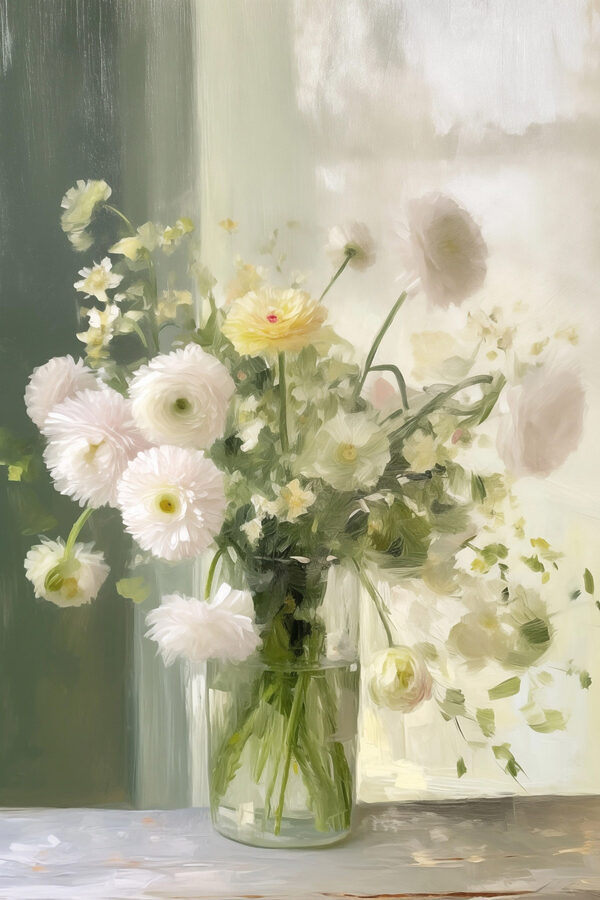 Bouquet of white and yellow flowers in a glass vase Bouquet of white and yellow flowers in a glass vase