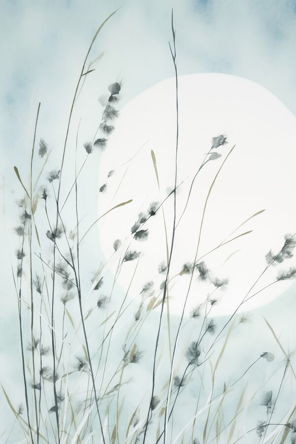 Gentle grass silhouette against the moon Gentle grass silhouette against the moon