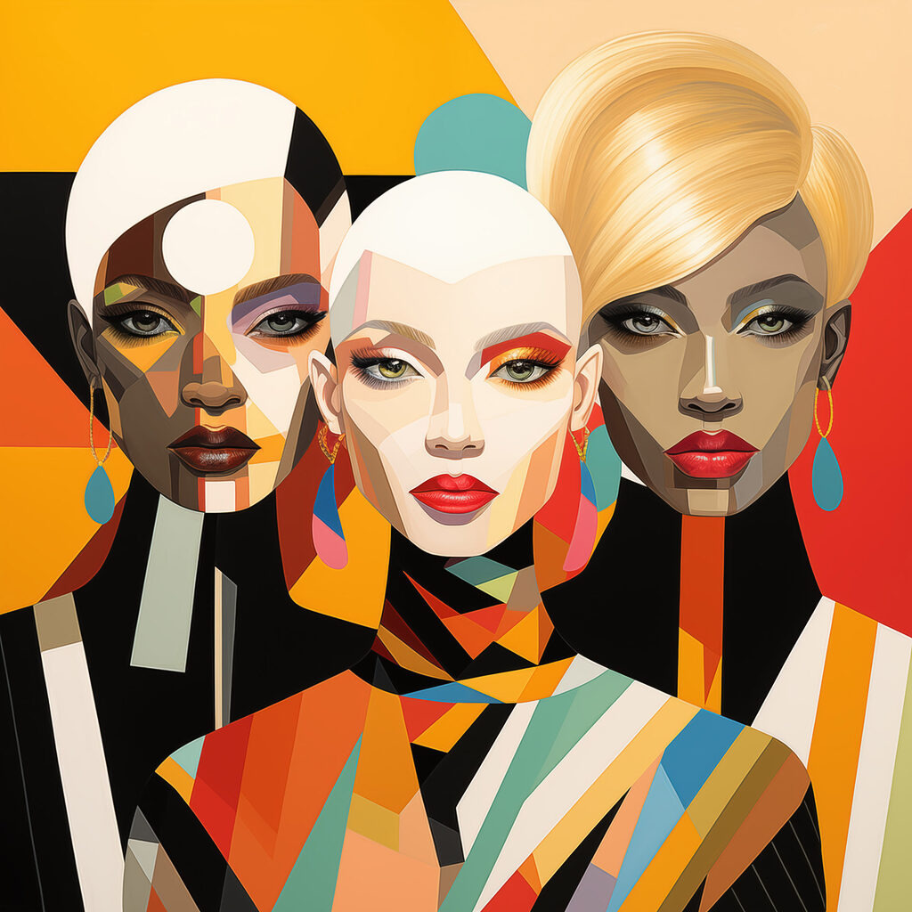 Group of women with different colored faces