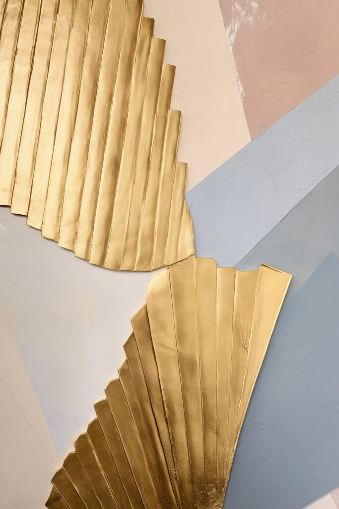 Elegant fan-shaped design with soft colors Elegant fan-shaped design with soft colors