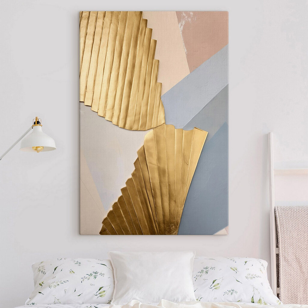 Elegant fan-shaped design with soft colors Elegant fan-shaped design with soft colors