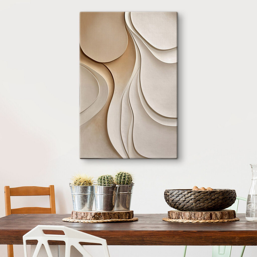 White and tan wall art
