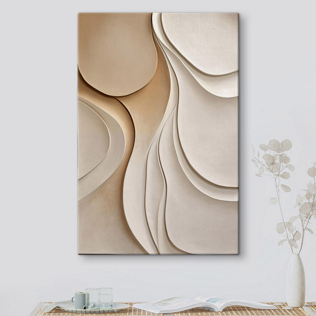White and tan wall art
