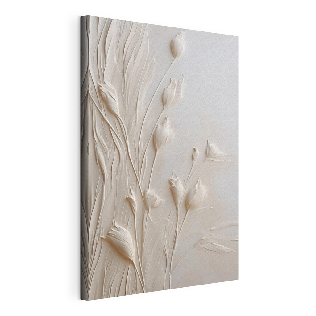 White flower art on a white surface White flower art on a white surface