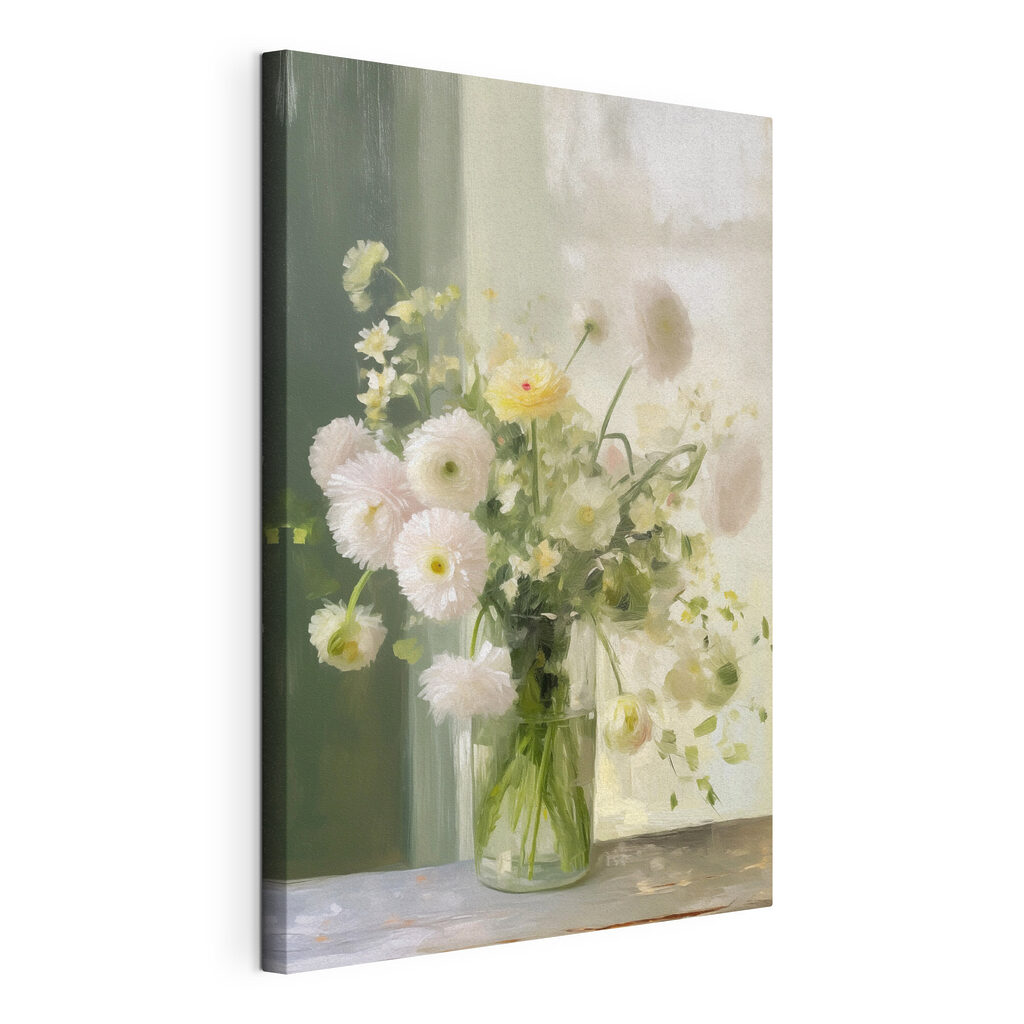 Bouquet of white and yellow flowers in a glass vase Bouquet of white and yellow flowers in a glass vase