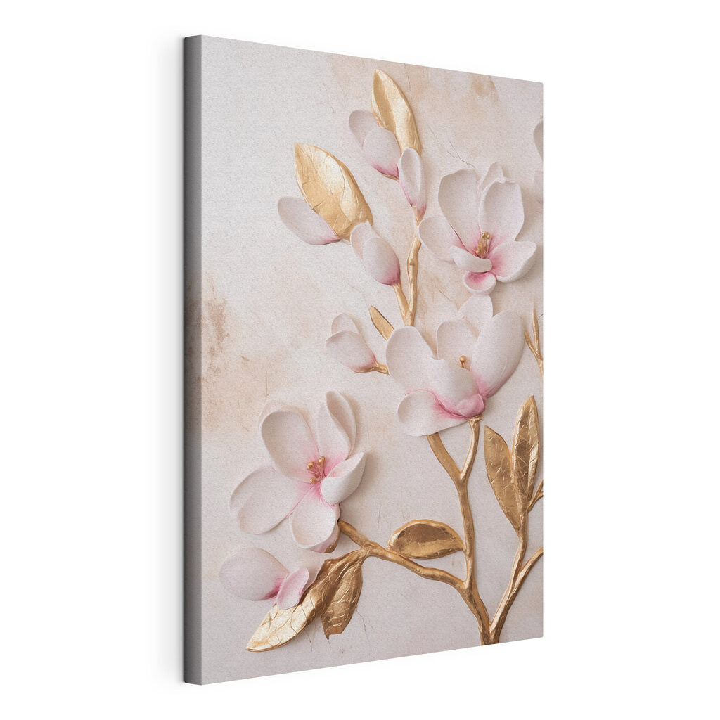 White and pink flowers on a marble surface