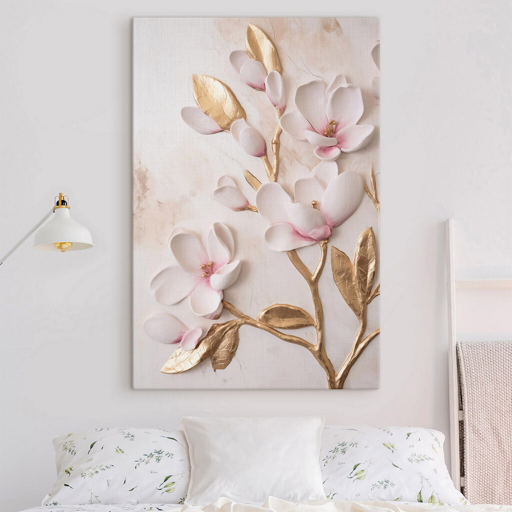 White and pink flowers on a marble surface