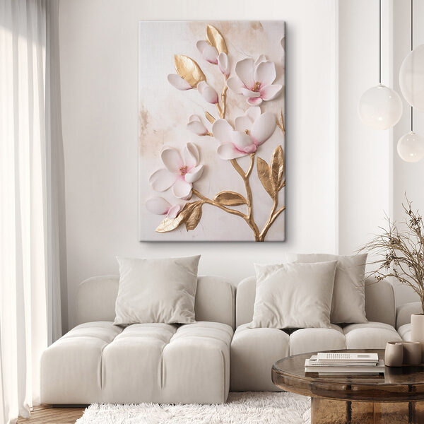 White and pink flowers on a marble surface