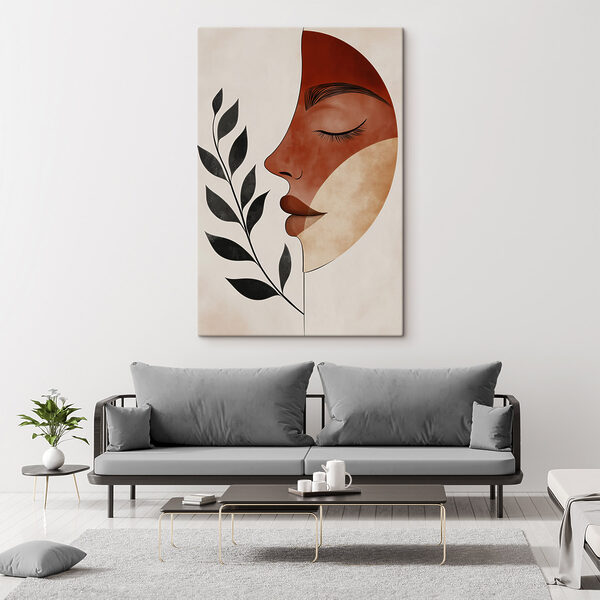 Face and leaf drawing