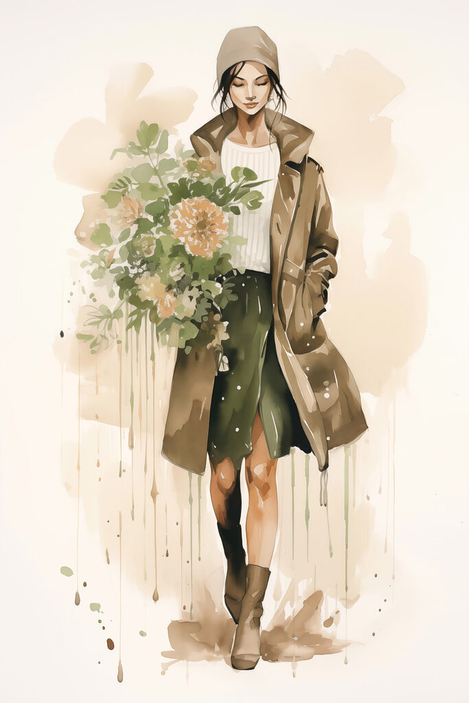 Woman holding a bouquet of flowers