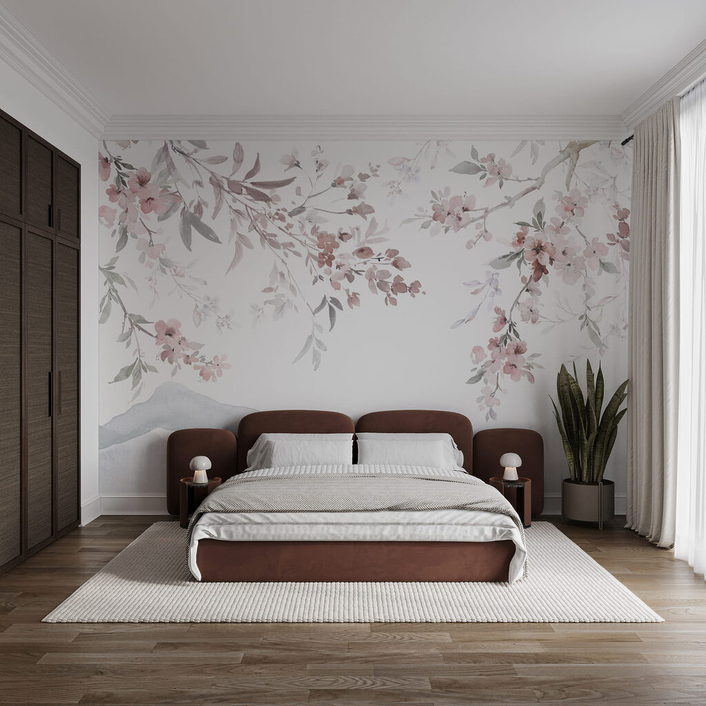 Gemälde mit Blumen auf weißem Hintergrund Gemälde mit Blumen auf weißem Hintergrund