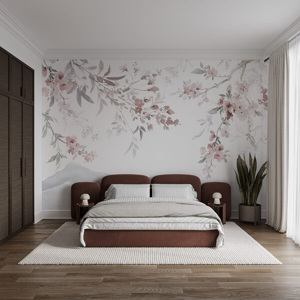 Gemälde mit Blumen auf weißem Hintergrund Gemälde mit Blumen auf weißem Hintergrund