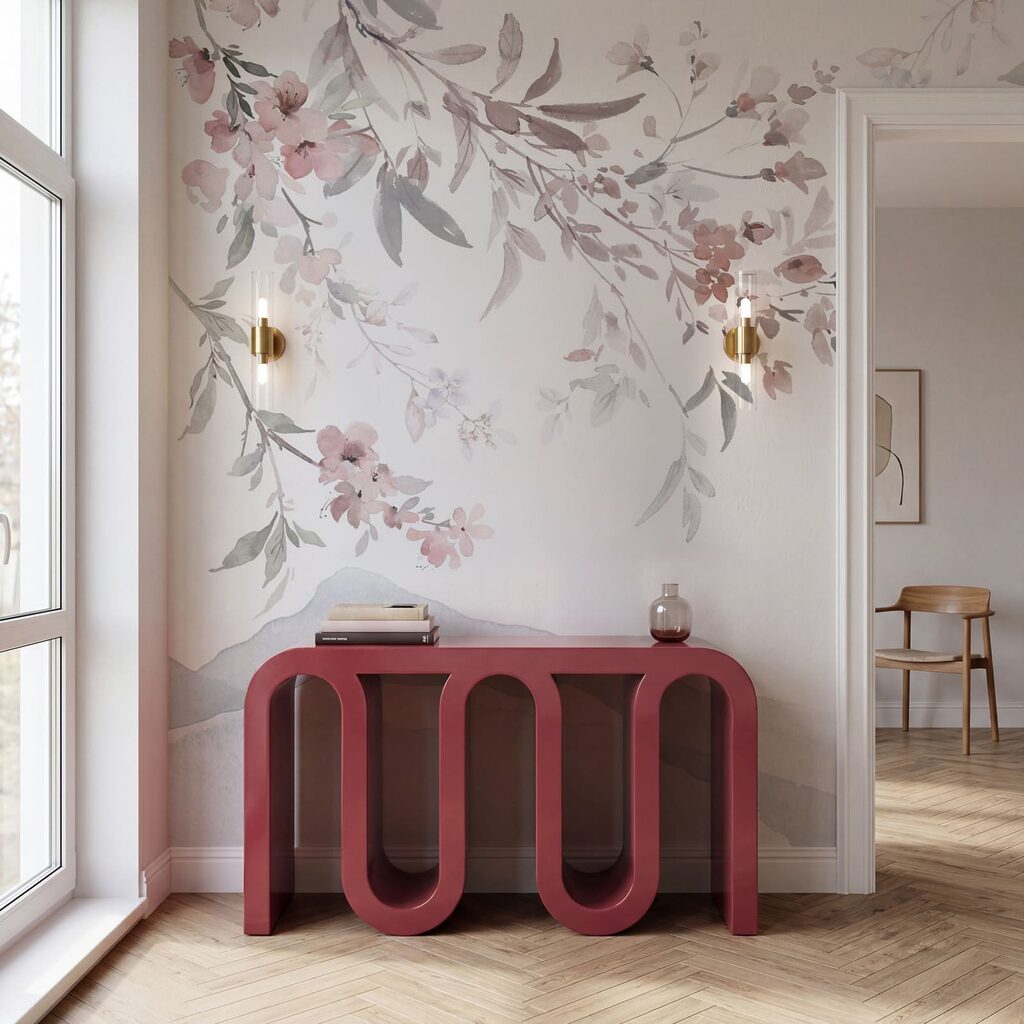 Gemälde mit Blumen auf weißem Hintergrund Gemälde mit Blumen auf weißem Hintergrund
