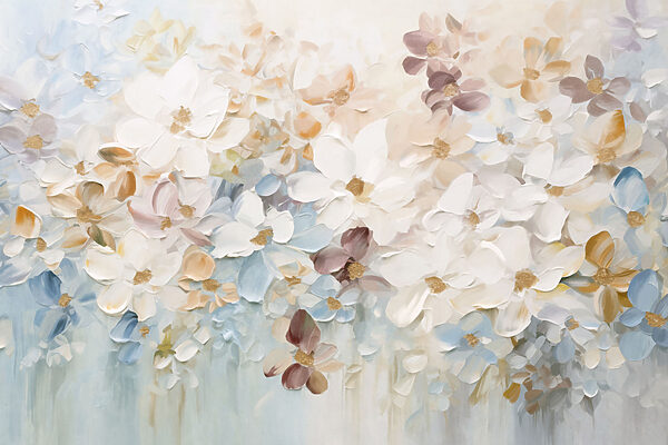 Painting of flowers on a white surface