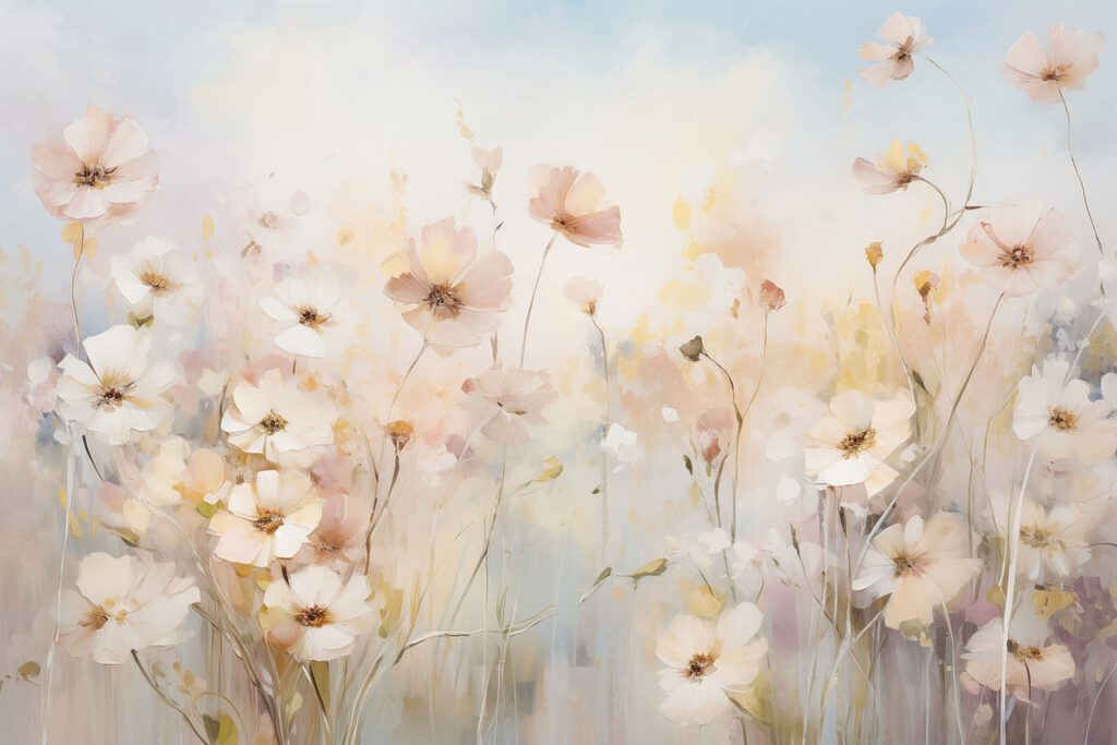 Painting of flowers in a field Painting of flowers in a field