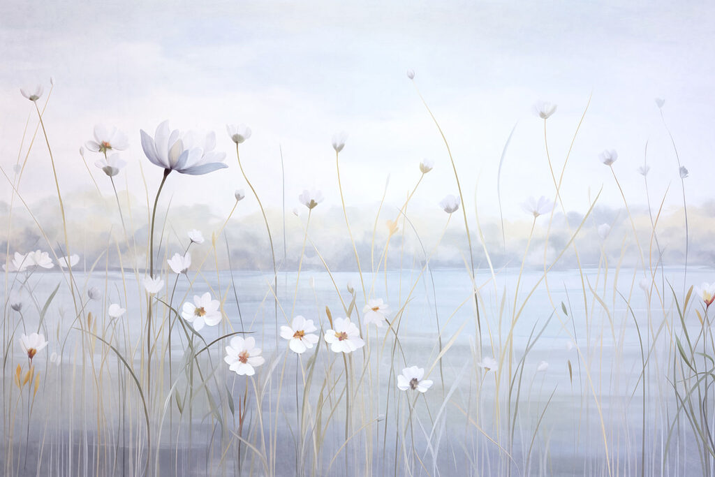 Painting of flowers and grass