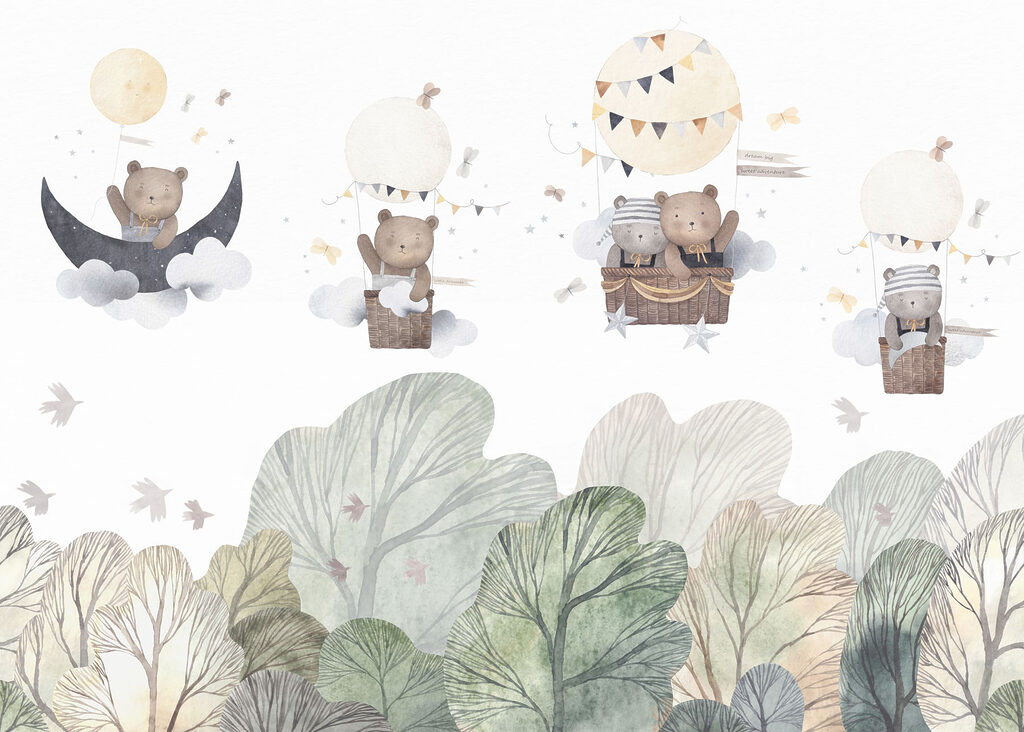 Group of teddy bears in a hot air balloon Group of teddy bears in a hot air balloon