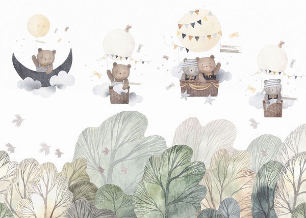 Group of teddy bears in a hot air balloon Group of teddy bears in a hot air balloon