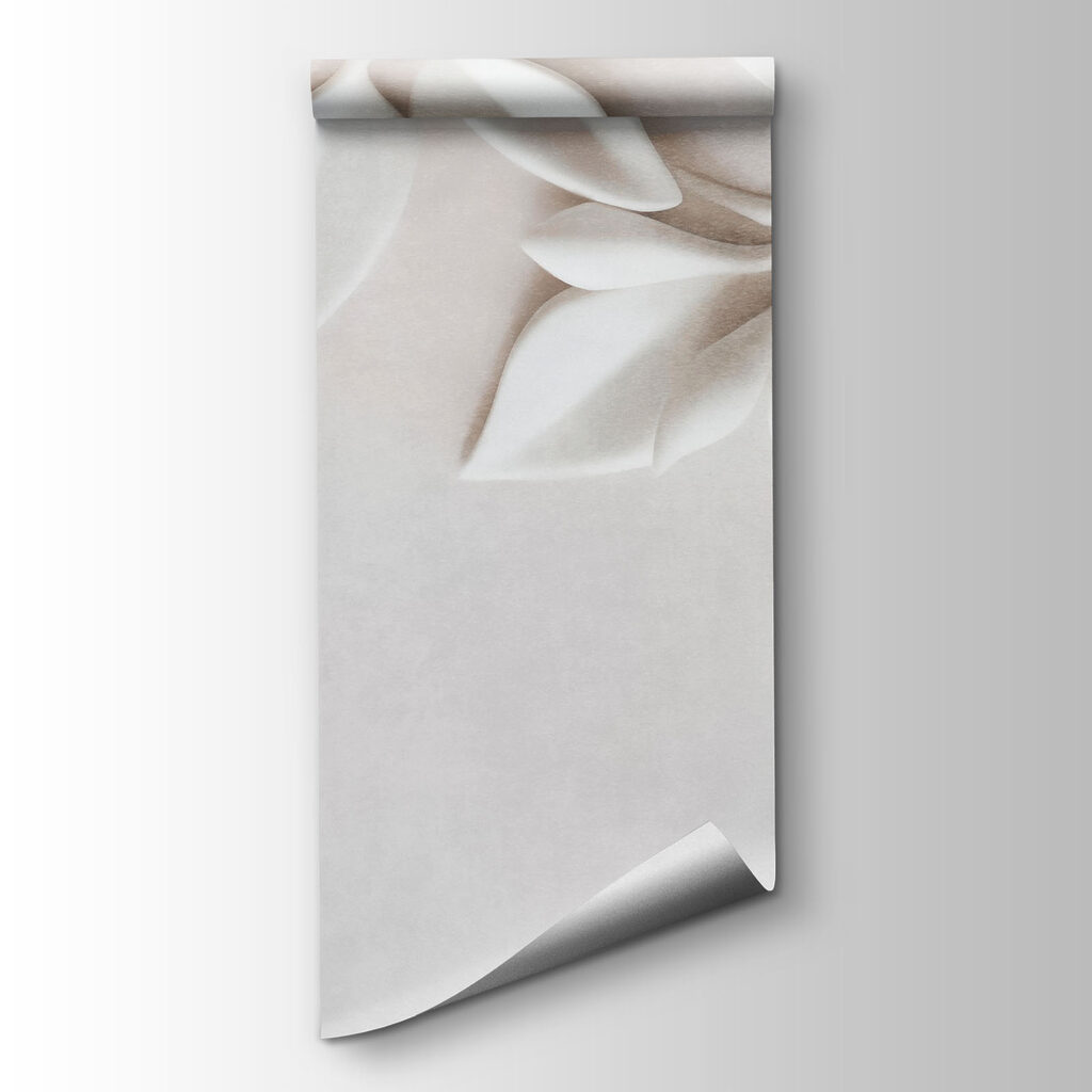 White wall with white flowers and leaves