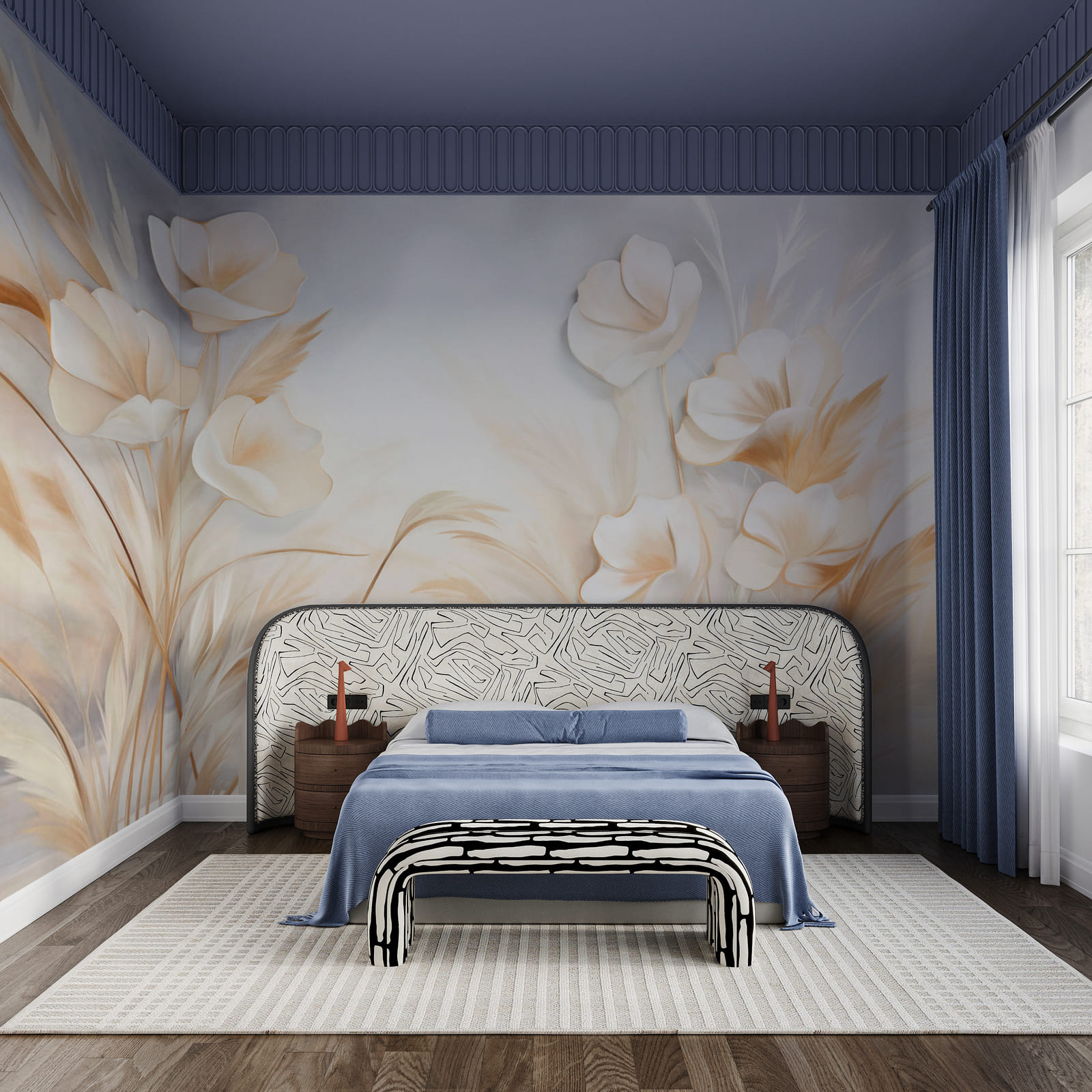 Gemälde mit Blumen und Gras