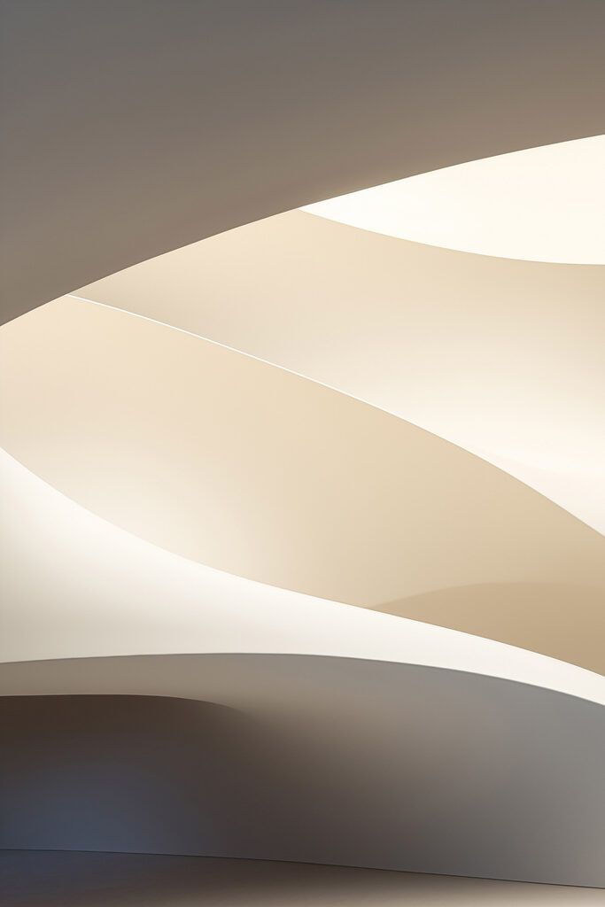 White and tan curved shapes