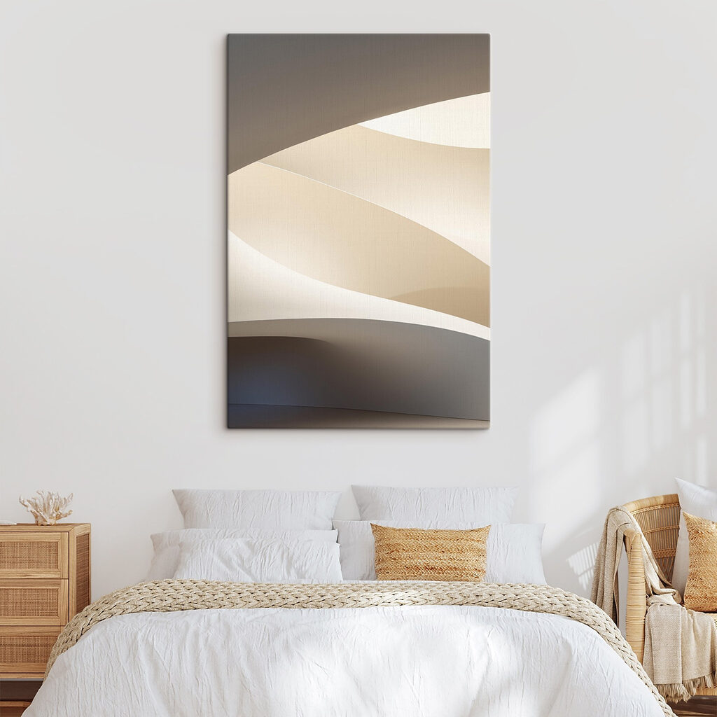 White and tan curved shapes