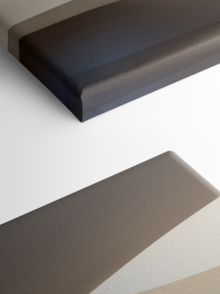 White and tan curved shapes