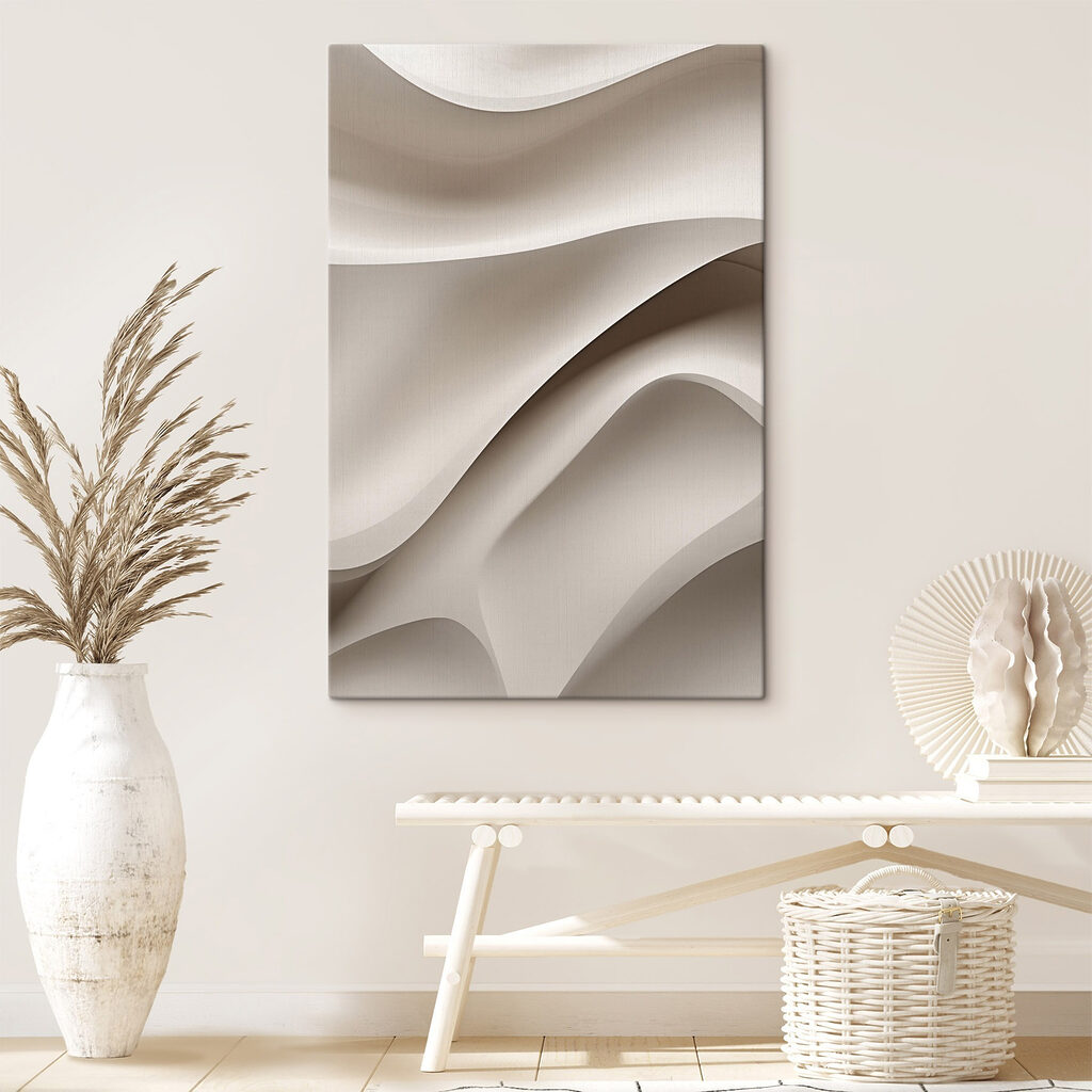 White wavy surface with a curved edge