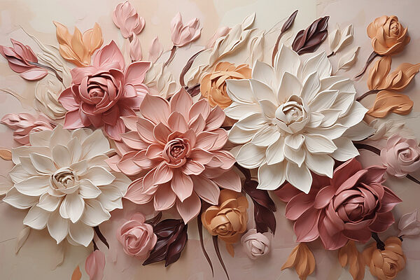 Group of flowers on a wall Group of flowers on a wall