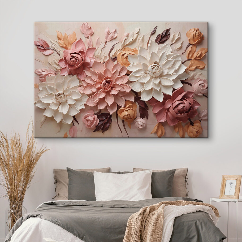 Group of flowers on a wall Group of flowers on a wall
