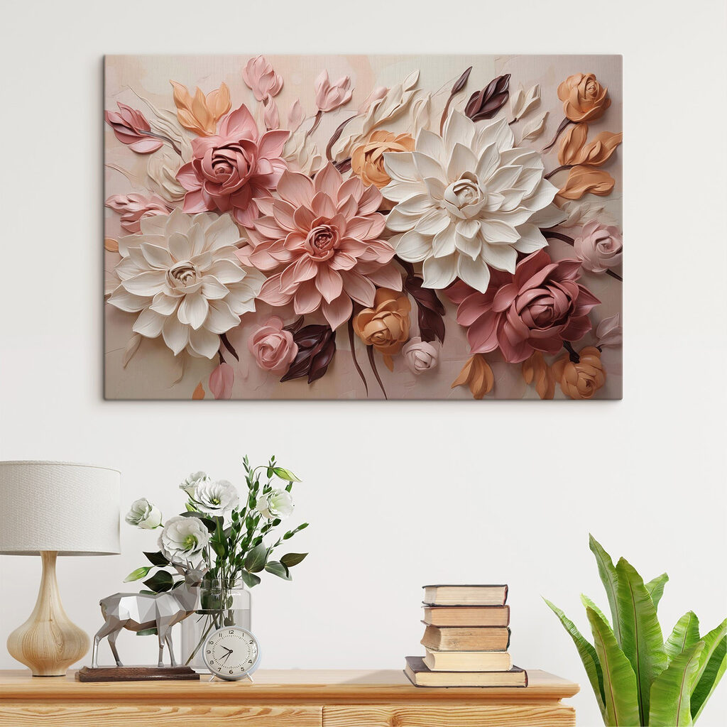 Group of flowers on a wall Group of flowers on a wall