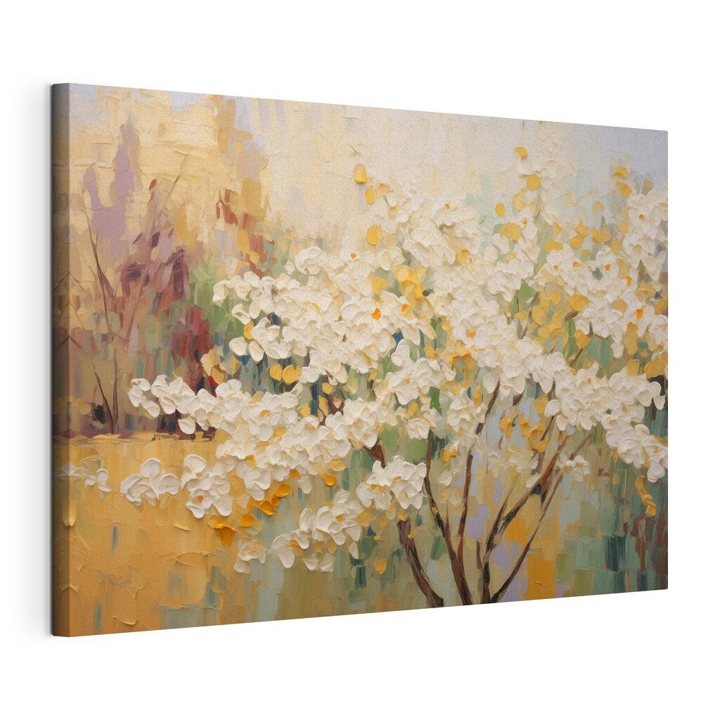 Painting of a tree with white flowers Painting of a tree with white flowers