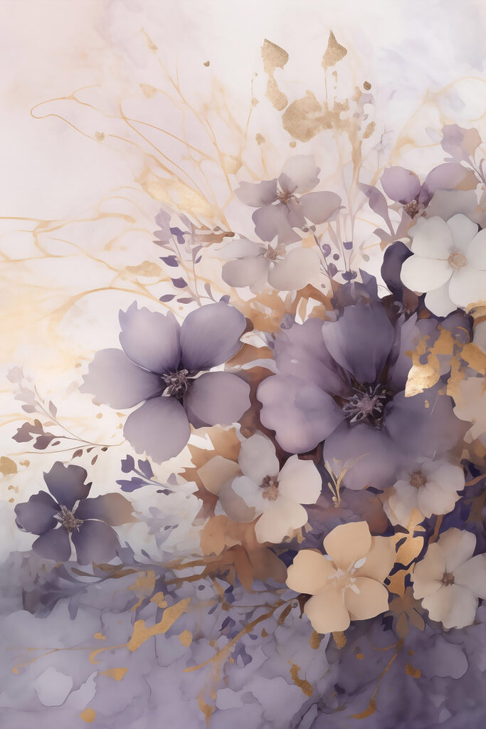 Painting of flowers on a white surface Painting of flowers on a white surface