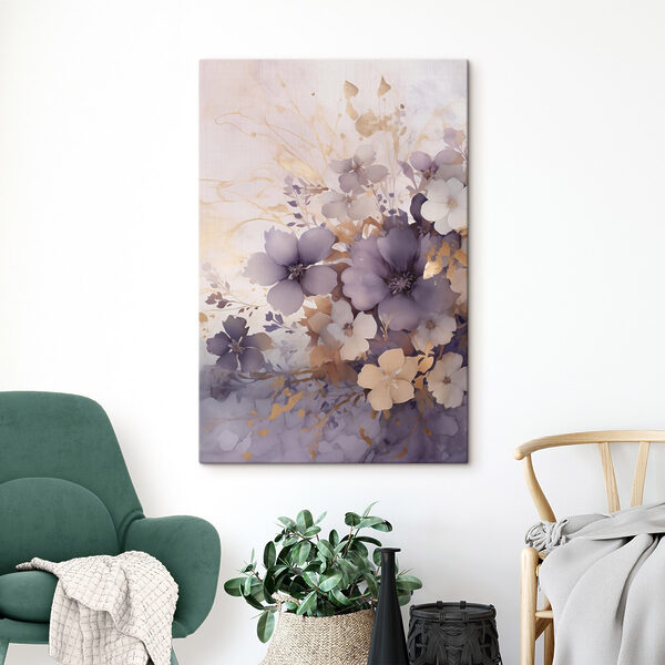 Painting of flowers on a white surface Painting of flowers on a white surface