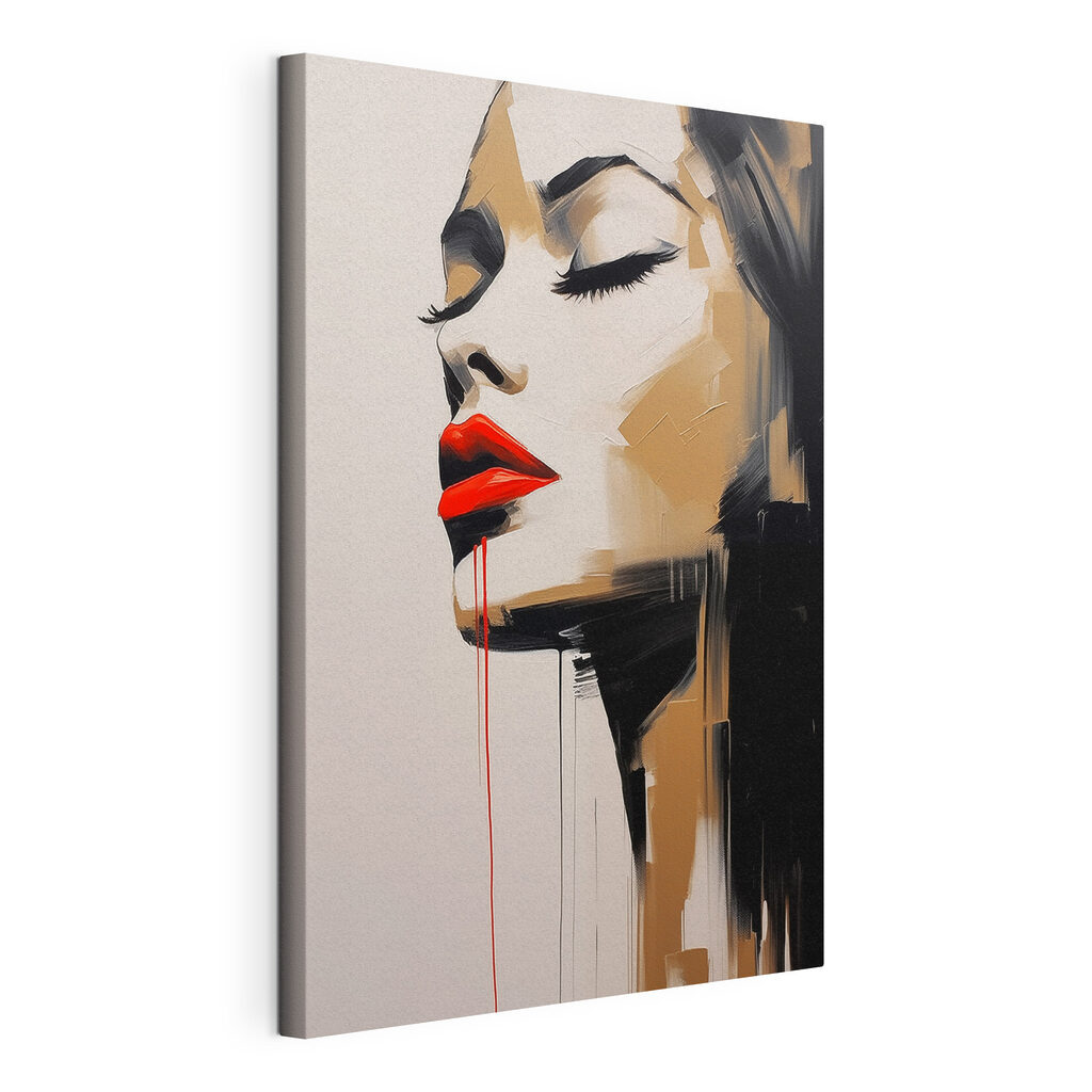Painting of a woman with red lips and red lipstick Painting of a woman with red lips and red lipstick